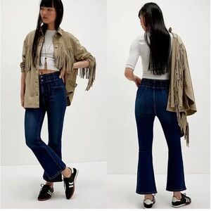 Free People We The Free Jayde Crop Flare Dark Blue Jeans NWT